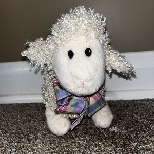Kids of America Adorable Plush Sheep with Plaid Bow USED READ SEE PHOTOS